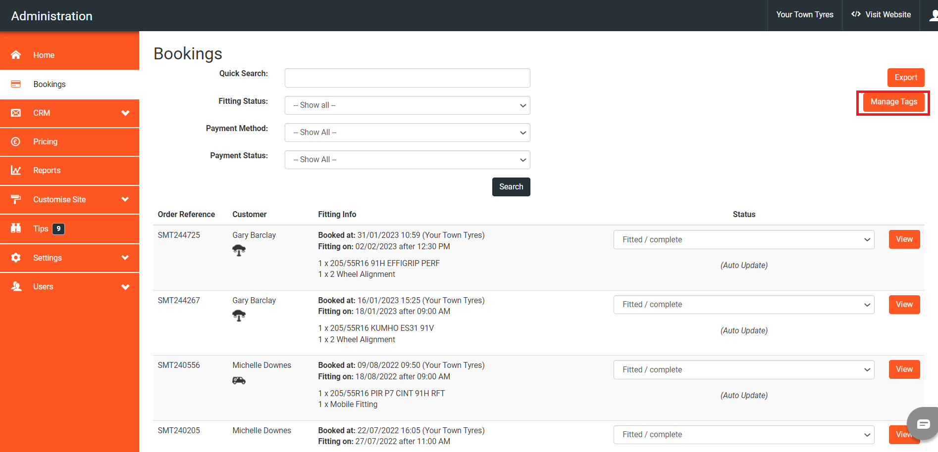Booking Screen Image